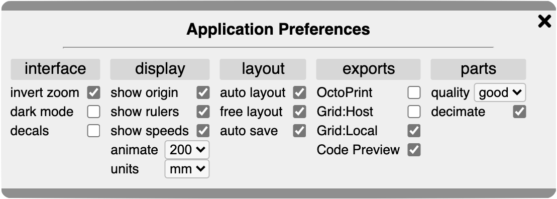 CNC Mode Preferences